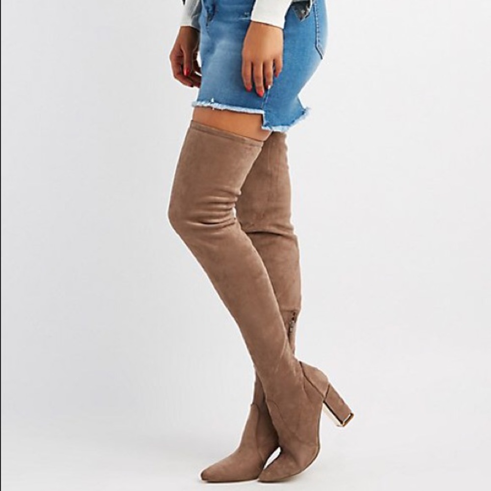 Taupe thigh high boots